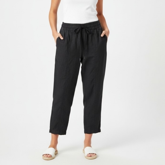 Athleta Pants - Athleta Black Retreat Linen High Rise Ankle Pants - Small Petite